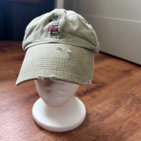 Disneyland Parks Hat Mickey Mouse Baseball Cap Youth Distressed Strapback Green - Picture 2 of 7
